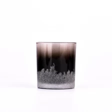 porcelana jarra de vela de vidrio de color marrón ombre con efecto helado grabado fabricante