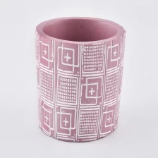 China pink candle jar with white dcement ebossed pattern manufacturer