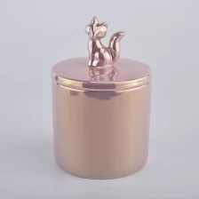 porcelana pink ceramic candle holders with fox lid fabricante