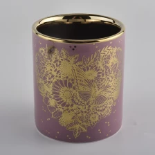中国 粉红色的陶瓷蜡烛罐，里面有金色 制造商