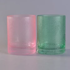 China pink glass candle jar with dot effect manufacturer