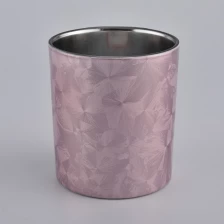 China pink glass candle jars 300ml glass candle holders manufacturer