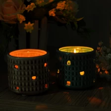 China pink gridding ceramic candle holder manufacturer