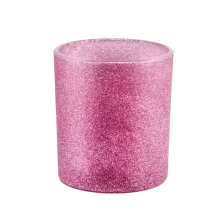 中国 情人节流行的粉红色玻璃蜡烛罐霜烛台 制造商