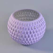 China purple dot pattern decorated round glass candle holders manufacturer