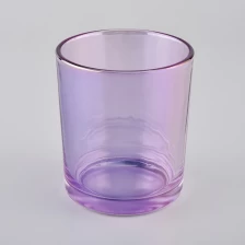 China purple holographic decorative glass candle jars for 10oz of wax filling manufacturer