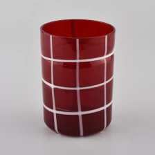 Chine pots de bougie en verre faits à la main de couleur rouge fabricant