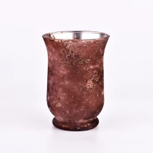 China rose copper patina finish glass vase glass candle holder manufacturer