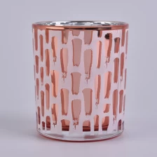 China balang lilin kaca silinder emas mawar dengan kemasan permukaan yang unik pengilang