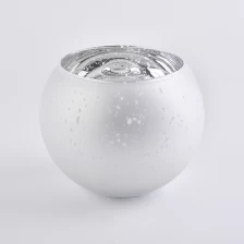 China Round mercury electroplating frosted painting white glass candle jars Christmas home decor manufacturer