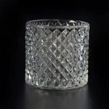 China pequeno tamanho home decor diamond glass candle jar fabricante