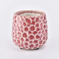 China snow effect pink ceramic candle jars manufacturer