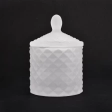 China solid white elegant glass candle jar with lid manufacturer