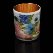 China musim bunga inspirasi gambar pemegang lilin kaca dengan di dalam emas pengilang