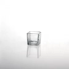 Chiny square clear glass candle holder producent