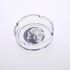 China square glass ashtray with decal on the botton manufacturer