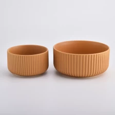 China Stripes Ceramic Lilin Containers dengan Warna Galzing pengilang