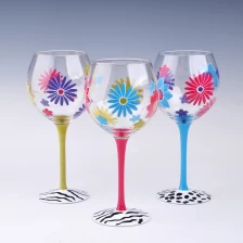 China sunflower painted red wine glass manufacturer