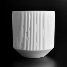 China taper bottom ceramic candle vessel with stripe pattern manufacturer