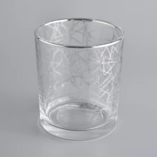 China transparent glass candle jar with silver shiny patterns manufacturer