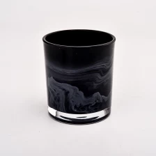Cina unique black painting design smoky glass candle holder supplier produttore