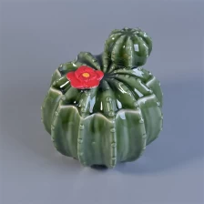 中国 独特的绿色设计陶瓷烛台带盖 制造商