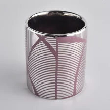 China Recipiente de vela de cerâmica com padrão exclusivo e prata dentro fabricante