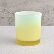 Cina votiva tondo giallo e blu vaso di candela di vetro per la produzione di produttore