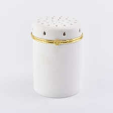 porcelana Tarro de vela de cerámica blanca con tapa hueca fabricante
