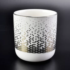 China pote de vela de cerâmica branca com padrão ouro exclusivo fabricante