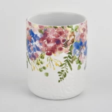 porcelana recipiente de cerámica blanca con impresión colorida fabricante