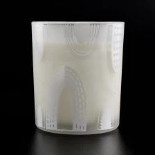 China white frosted glass canfle vessel with prints manufacturer