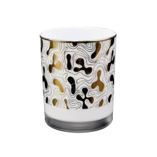 China jarra de vela de vidro branco com estampa dourada fabricante