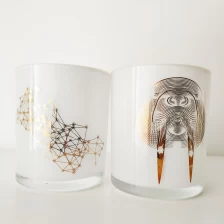 الصين white glass candle jar with real gold decal الصانع