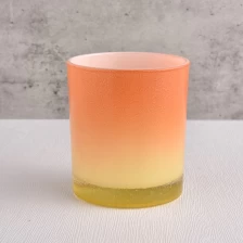 China wholesale 300ml gradient color glass candle vessels with decor manufacturer