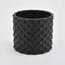 porcelana frascos de velas negras con motivos tejidos fabricante