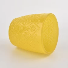 Chine Jar en verre de bougie en verre jaune 6 oz avec décoration intérieure fabricant