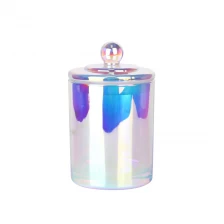 Chine Pot en verre de bougie blanc teinté irisé galvanisé de 12 oz vide pour la fabrication de bougies avec couvercle fabricant