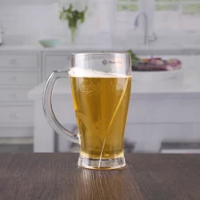porcelana barato de vasos de cerveza transparente de vidrios con mango de 12oz fabricante