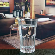 중국 380 ml 투명한 두꺼운 바닥 넓은 입 스트라이프 음주 안경 제조업체