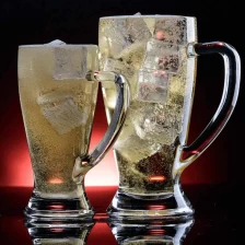 China 400ml Heat resistant glass beer mug with handles wholesaler manufacturer