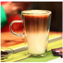 China Best double glass coffee cups with handle wholesale manufacturer