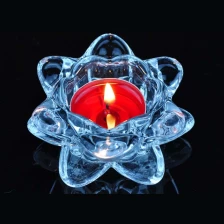Çin Mavi şeffaf kristal lotus cam mumluk tedarikçisi üretici firma