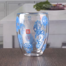 China China double wall decaled glass tea cups wholesale manufacturer