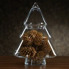 China China glassware exporters christmas tree shaped glass candy jar for sale manufacturer
