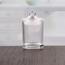China Jarra de vidro transparente pequeno China com fornecedores de tampa de cúpula fabricante