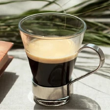 China Koffiemok met handvat, heldere koffiemokken, kleine glazen kopjes koffie leverancier fabrikant
