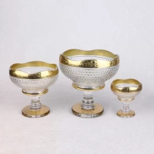 Çin Factory Stock Delivery Popular Golden Plating Bohemia Glass Series Glass Fruit And Candy Bowl Set üretici firma