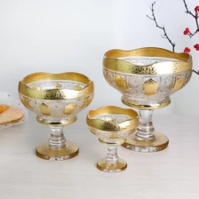Çin Glass Fruit Bowl With Home Decoration,Luxury Gloden Housewares,Gift,Vintage-inspired Pattern üretici firma