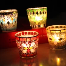 Cina Mosaico portacandele in vetro fabbrica di commercio uniche portacandele bicchiere di vino supporto di candela produttore